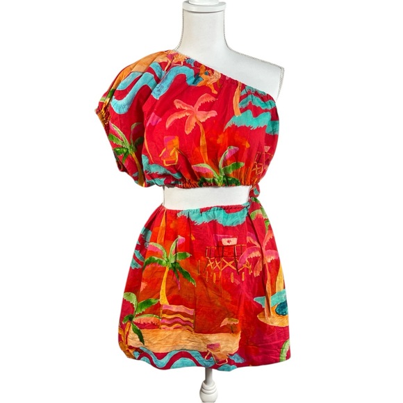 Farm Rio Ipanema one-shoulder cutout mini dress with a tropical print Size XS - Picture 7 of 12